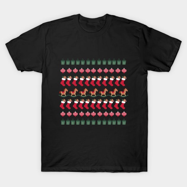 Rocking Horse Ugly Christmas Sweater T-Shirt by MedleyDesigns67
